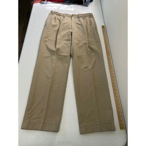 Charleston Khakis Mens 36R Tan‎ Pleated Cuffed Chino Dress Pants Cotton 35x30